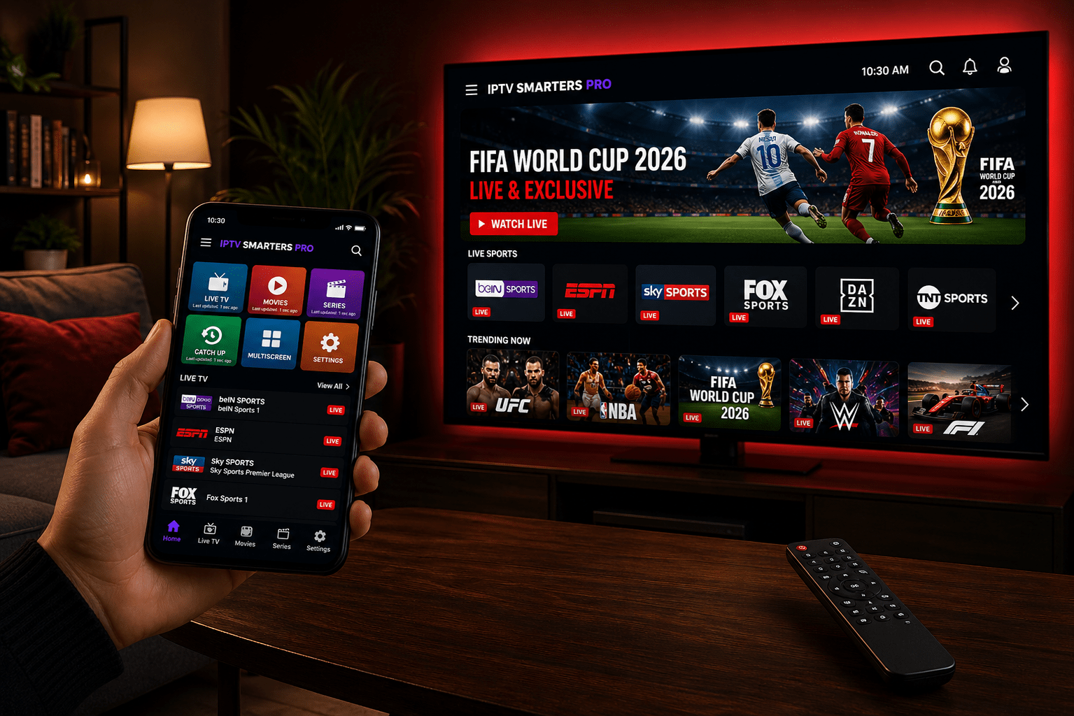 IPTV Smarters login screen on Smart TV and mobile device